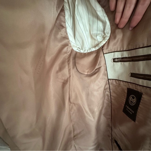 Caravelli Blazer Sport Coat Junior Men's Beige Oxford Designed in Italy 38L 32W - Picture 10 of 10